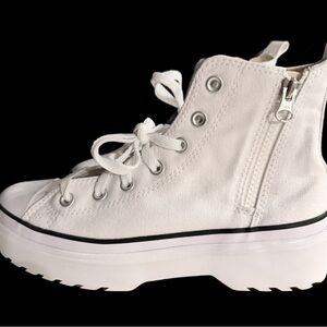 NEW Converse White Platform High-Tops Womens Kids Size 6 Side Zip NWOT